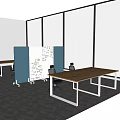 Blue And White Mobile Office Room Divider With Writing Board Surface And Casters
