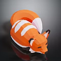 Low Poly Style Orange And White Fox Lying Down 3D Model Design 3d model