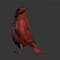 Game Movie Character Red Owl With Blue Horns Fluffy Feathers And Sharp Claws
