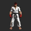 Game And Movie Character In White Karate Uniform With Red Headband And Gloves