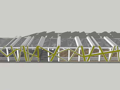 Modern Pergola Design With Metal Frame Glass Roof And Geometric Cross Supports 3d model
