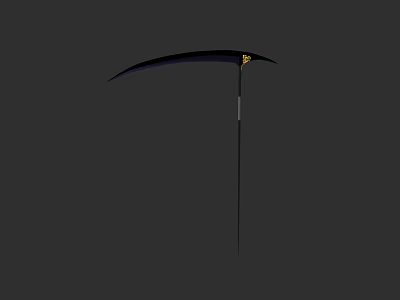 Black Blade Scythe Weapon With Golden Accent And Silver Pole Design 3d model