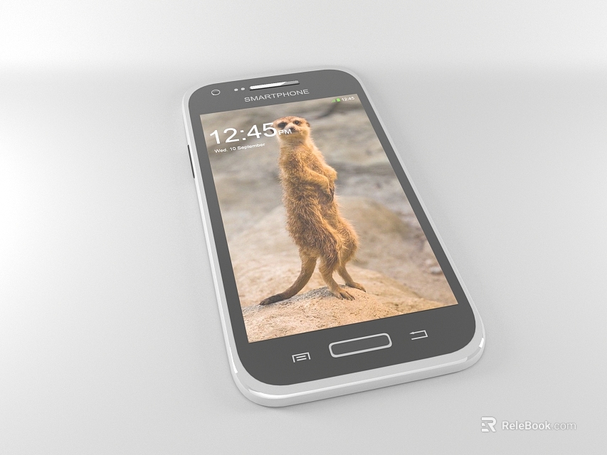 Smartphone High Definition Display Showing Meerkat Wallpaper Stylish Design And Time 3d model 