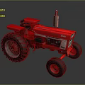 Red Classic Tractor Model With Detailed Design And Large Black Wheels 3d model