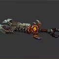 Ornate Fantasy Weapon Featuring Intricate Design Glowing Orange Core And Spiked Edges