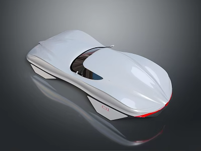 Futuristic White Car With Sleek Body Smooth Surface And Red Taillights 3d model