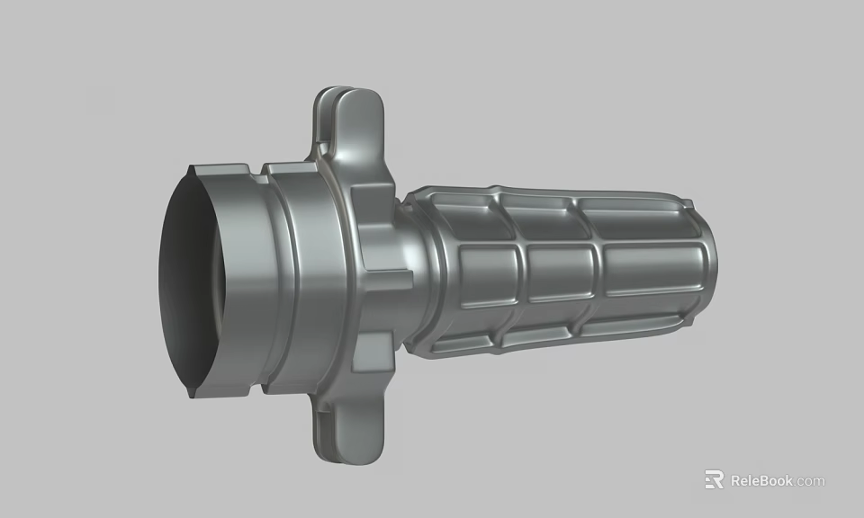 Durable Metallic Industrial Mechanical Part Featuring Cylindrical Flange And Textured Tubular Design 3d model 
