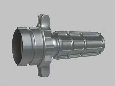 Durable Metallic Industrial Mechanical Part Featuring Cylindrical Flange And Textured Tubular Design 3d model