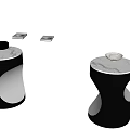 Modern Corner Side Table With Black And White Circular Design And Metal Top 3d model