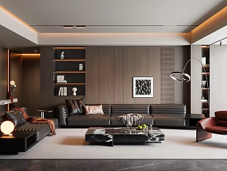 Modern Italian Living Room Sofa Coffee Table Multi-person Sofa Leisure Sofa Picture Floor Lamp 3d model