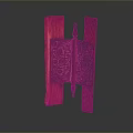 Decorative Wall Hanging With Red Wooden Planks And Intricate Metal Patterns