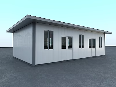 Modern Prefabricated House With White Exterior Multiple Windows And Doors Flat Roof Structure 3d model