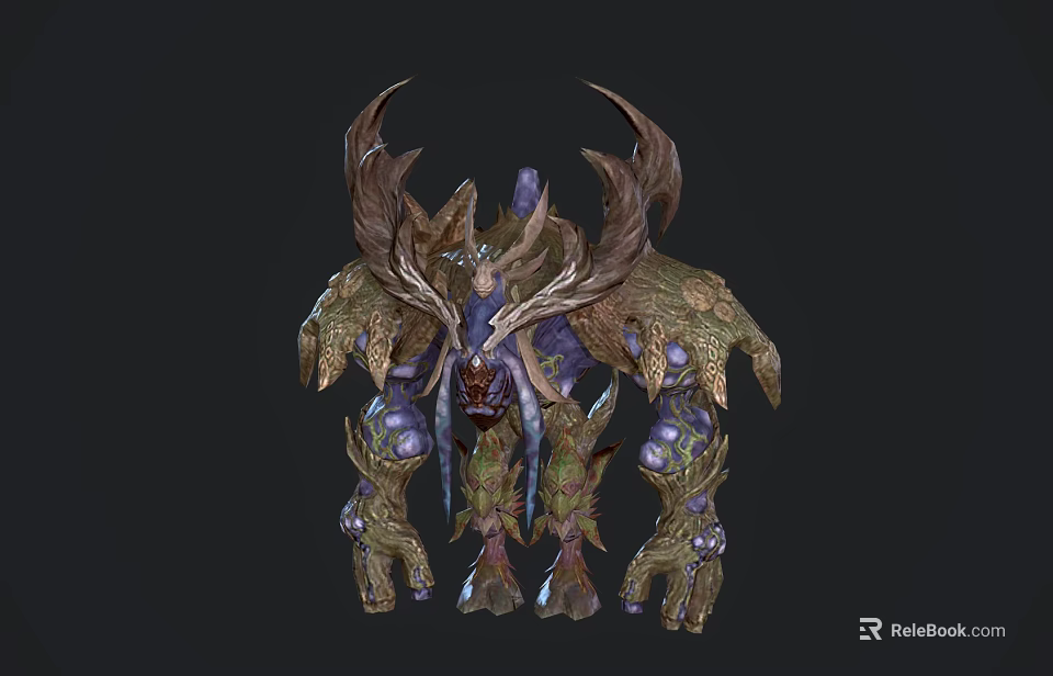 Fantasy Game Movie Character With Antler Plant Like Features And Multiple Limbs 3d model 