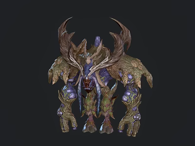 Fantasy Game Movie Character With Antler Plant Like Features And Multiple Limbs 3d model