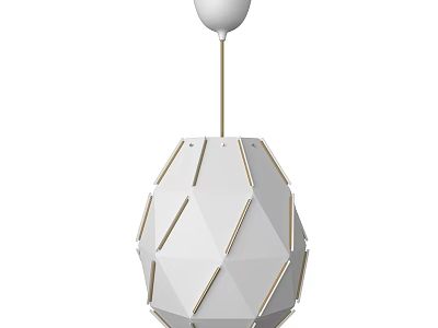 Modern Geometric Pendant Light With White Shade And Golden Decorative Lines 3d model