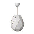 Modern Geometric Pendant Light With White Shade And Golden Decorative Lines