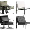 Modern Accent Chairs With Fabric Leather Upholstery And Metal Frame In Gray White Black Colors