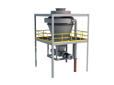 Industrial Equipment With Conical Structure Support Frame And Yellow Safety Rails 3d model