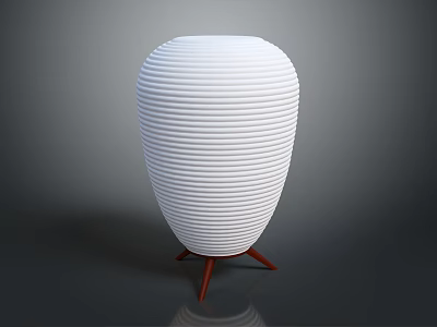 Modern White Vertical Striped Home Decor Furniture With Red Wooden Legs 3d model