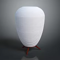 Modern White Vertical Striped Home Decor Furniture With Red Wooden Legs