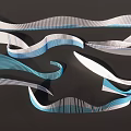 Wavy Decorative Wall Hangings With Blue White Stripes And Curved Patterns For Modern Interior Decoration