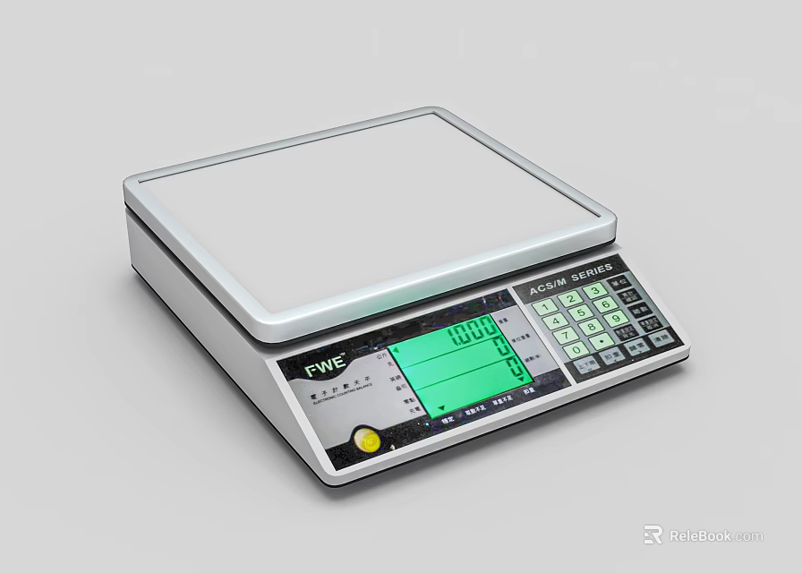 Commercial Digital Scale With Green Display And Control Buttons For Business Use 3d model