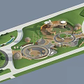 Playful Garden Landscape Design With Circular Areas Curved Paths Green Lawns And Play Structures