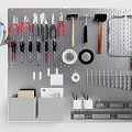 Pegboard Wall With Organized Tools Hammers Pliers Screwdrivers And Storage Accessories 3d model
