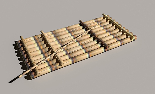 Modern bamboo raft bamboo boat 3d model