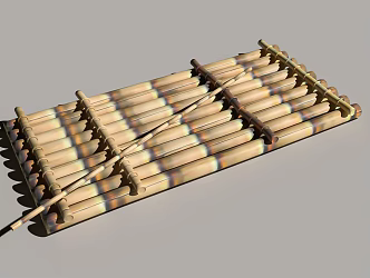 Modern bamboo raft bamboo boat 3d model