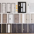 Various Swing Doors with Different Colors Materials and Panel Designs 3d model
