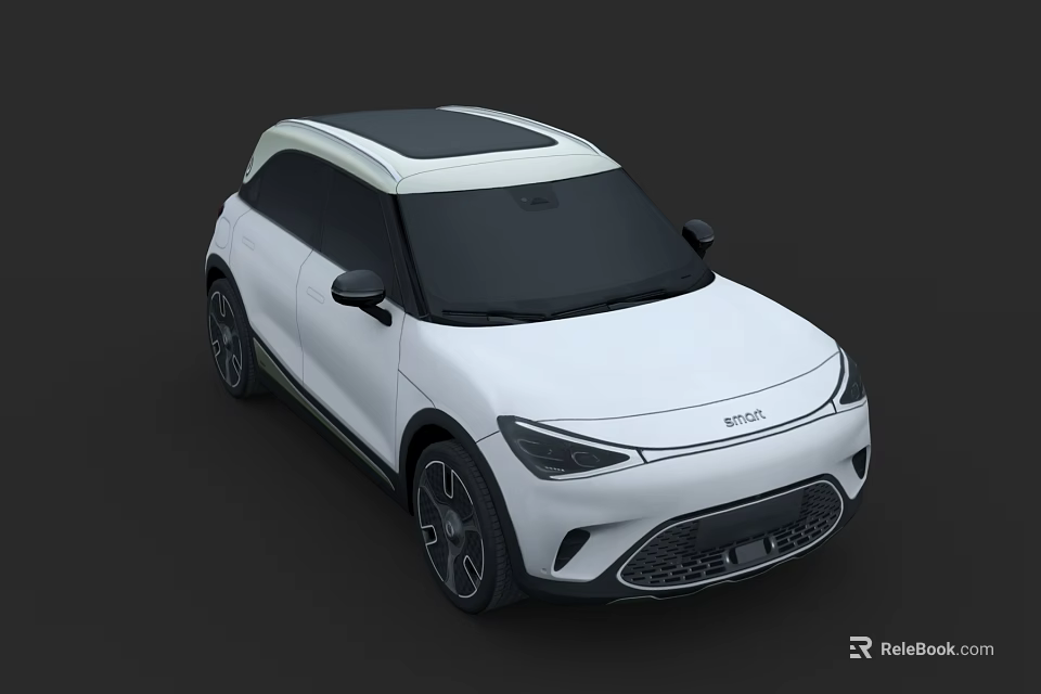 Modern White Compact SUV Car With Black Two Tone Roof And Sleek Exterior Design 3d model 