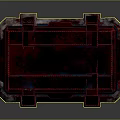 Futuristic Red Chest With Glowing Red Lines Weathered Texture And Triple Dot Symbol