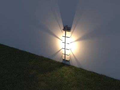 Outdoor Wall Light With Modern Design Illuminating Grass Area With Radiant Light Beams 3d model