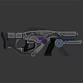 Futuristic Sci Fi Weapon With Metallic Body And Glowing Blue Purple Accents