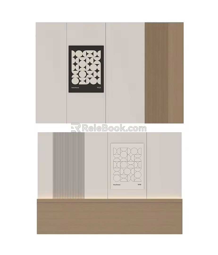 Simple bedside background wall 3d model
