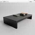 Modern Black Coffee Table With Sleek Design Stacked Books And Orange Decorative Items