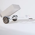 White Frame Flatbed Utility Trailer With Tilting Bed And Dual Wheels 3d model