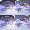 L'1 Club Bar Interior With Blue Neon Background And Bottle Shelves Bar Counter Black Stools