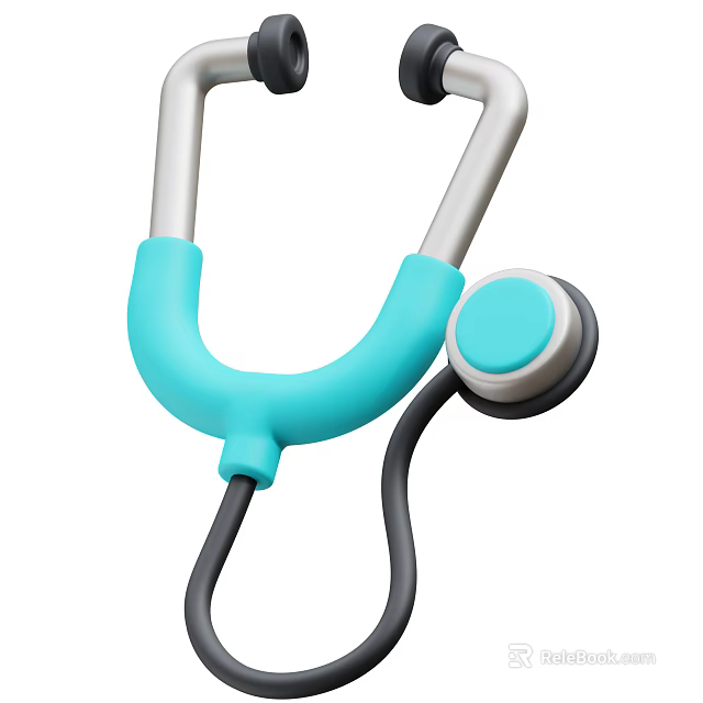 Blue And White Medical Stethoscope With Black Tube And Round Chestpiece 3d model 