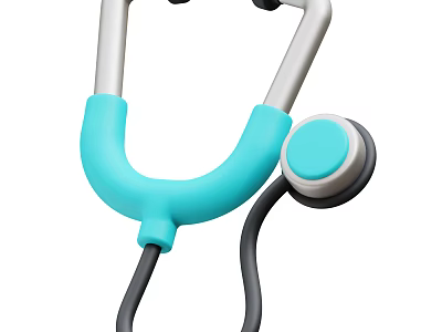 Blue And White Medical Stethoscope With Black Tube And Round Chestpiece 3d model