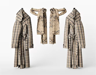 Modern Clothes Clothing Scarf Coat 3d model