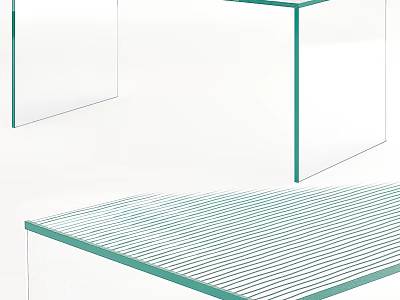 Sleek Modern Coffee Table With Transparent Glass Surface And Green Trim Lines Design 3d model