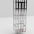 Modern Multi Floor Glass Elevator With Transparent Structure And Red Interior Flooring Design 3d model