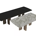Poliform Adrien Long Dining Table Rectangular Dining Table Marble Dining Table Light Luxury Metal Dining Table 3d model