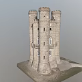 Ancient Stone Tower Architecture With Multiple Towers Arch Windows And Balconies 3d model