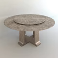 Round Marble Top Dining Table With Cross Shaped Metal Base Modern Design 3d model