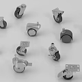 Hardware Tools Including Various Swivel Braked Casters With Metal Brackets And Rubber Wheels 3d model