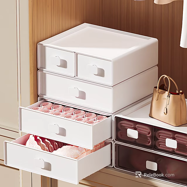 White Drawer Storage Organizers for Underwear Socks and Handbag Home Organization 3d model 