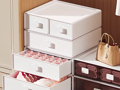 White Drawer Storage Organizers for Underwear Socks and Handbag Home Organization 3d model